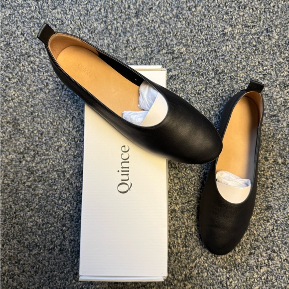 Quince Black Leather Flats - Picture 2 of 11